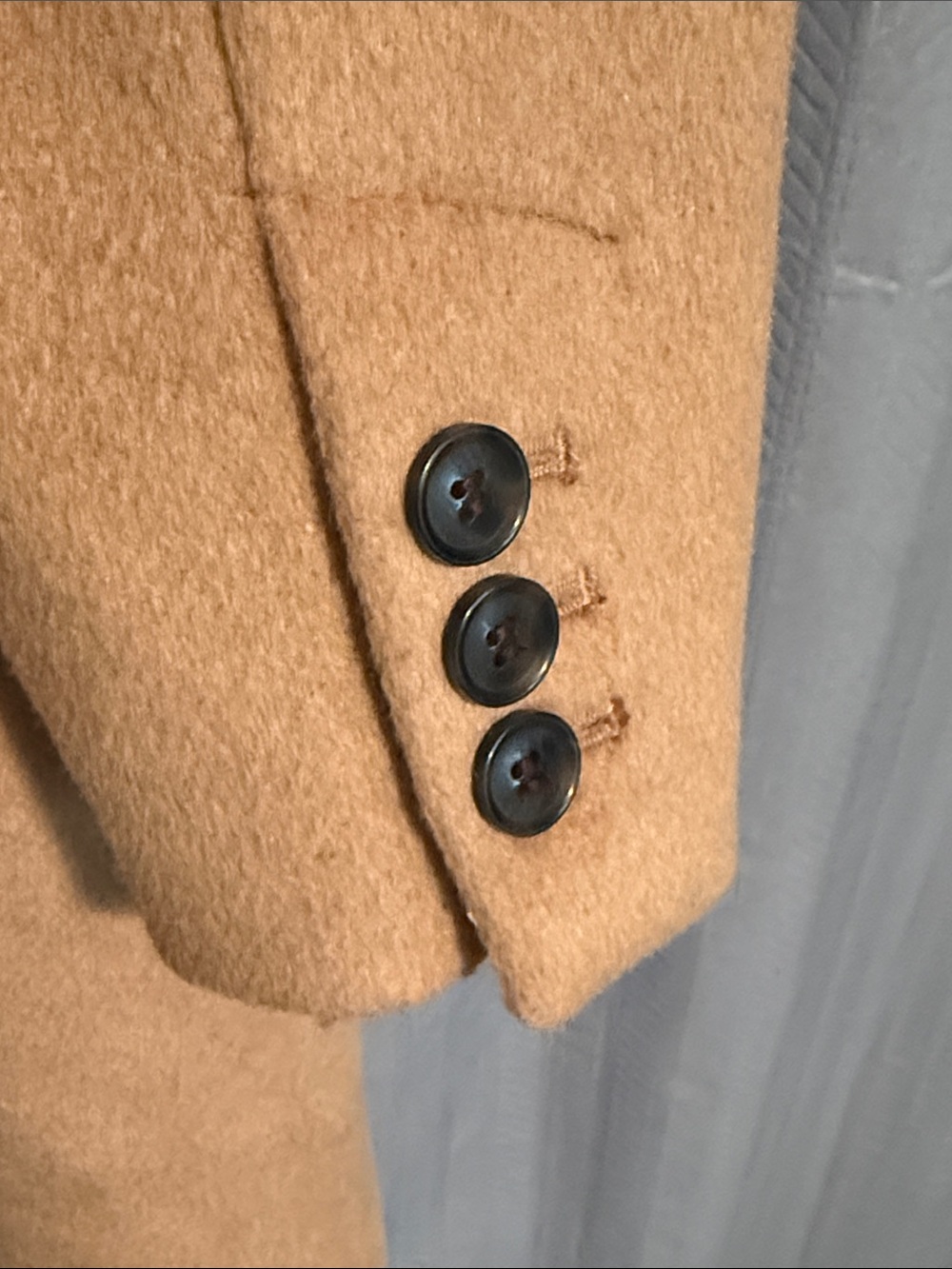 LOFT Camel Double-Breasted Long Pea Coat